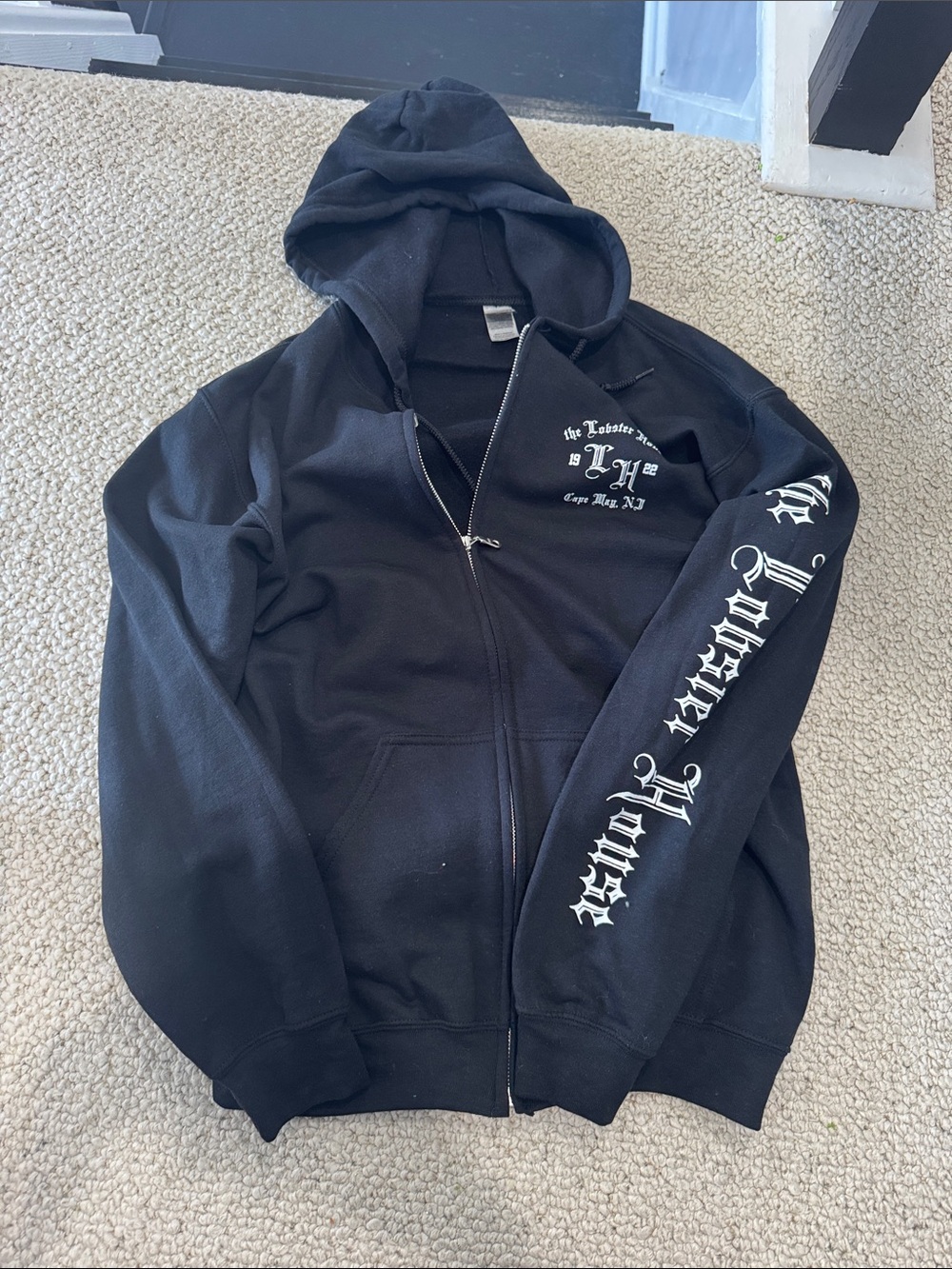 Gildan Black Zip-Up Hoodie The Lobster House Cape May, NJ